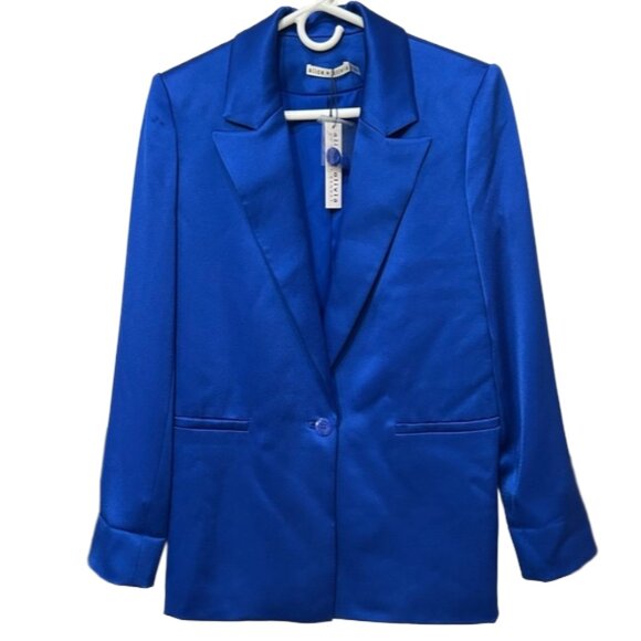 NWT Alice + Olivia Denny Cuffed Sleeve Blazer 6 Royal Blue Tailored Power Jacket - Picture 4 of 15